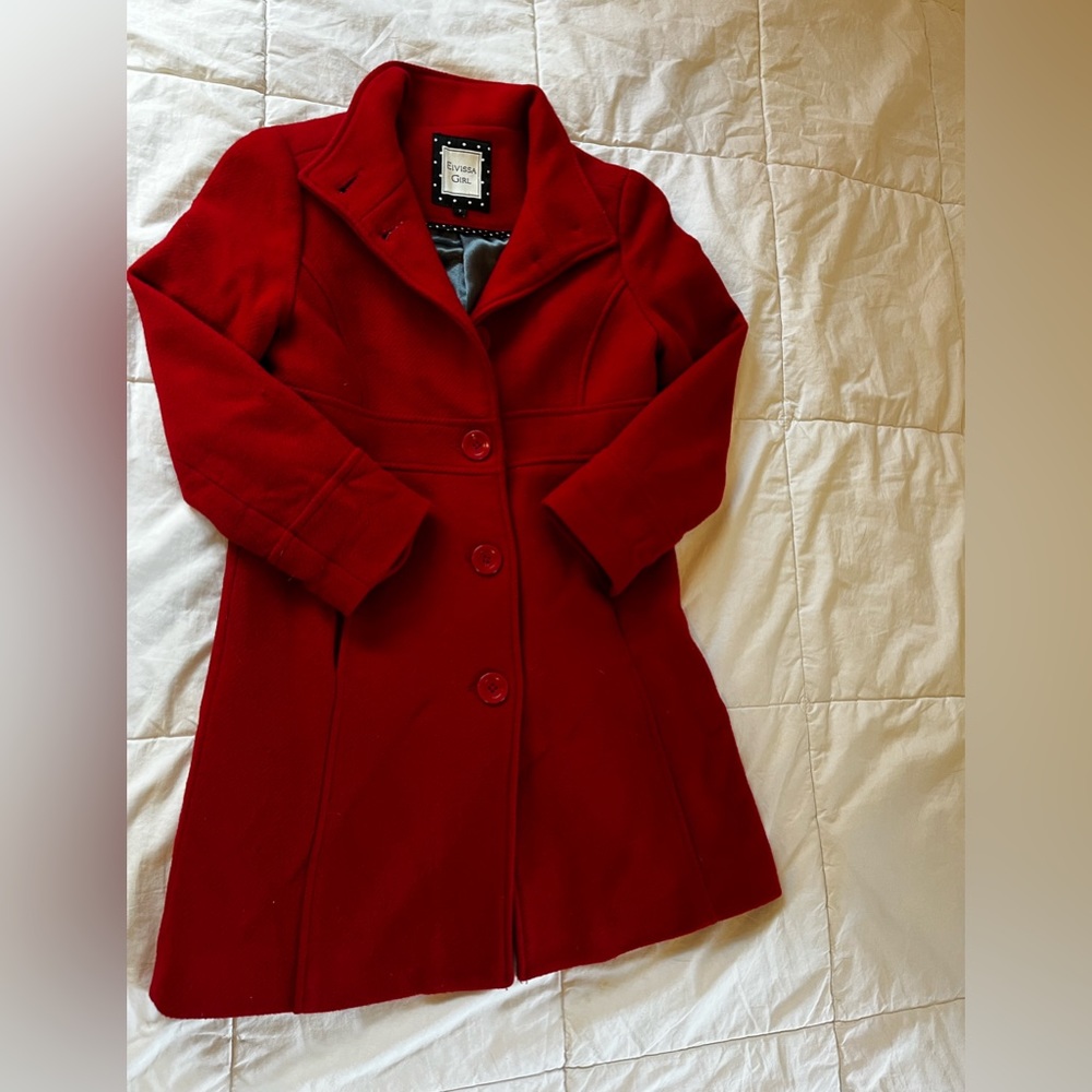 Lovely Kids Red Wool blend coat with silky lining